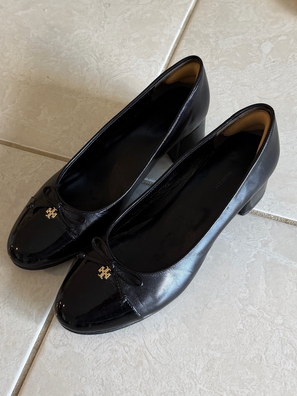 Tory Burch Women's Black Leather Low Heel Pumps